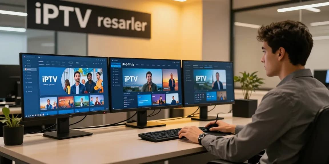 IPTV reseller meeting clients in a professional environment, showcasing expert advice and community-focused services.