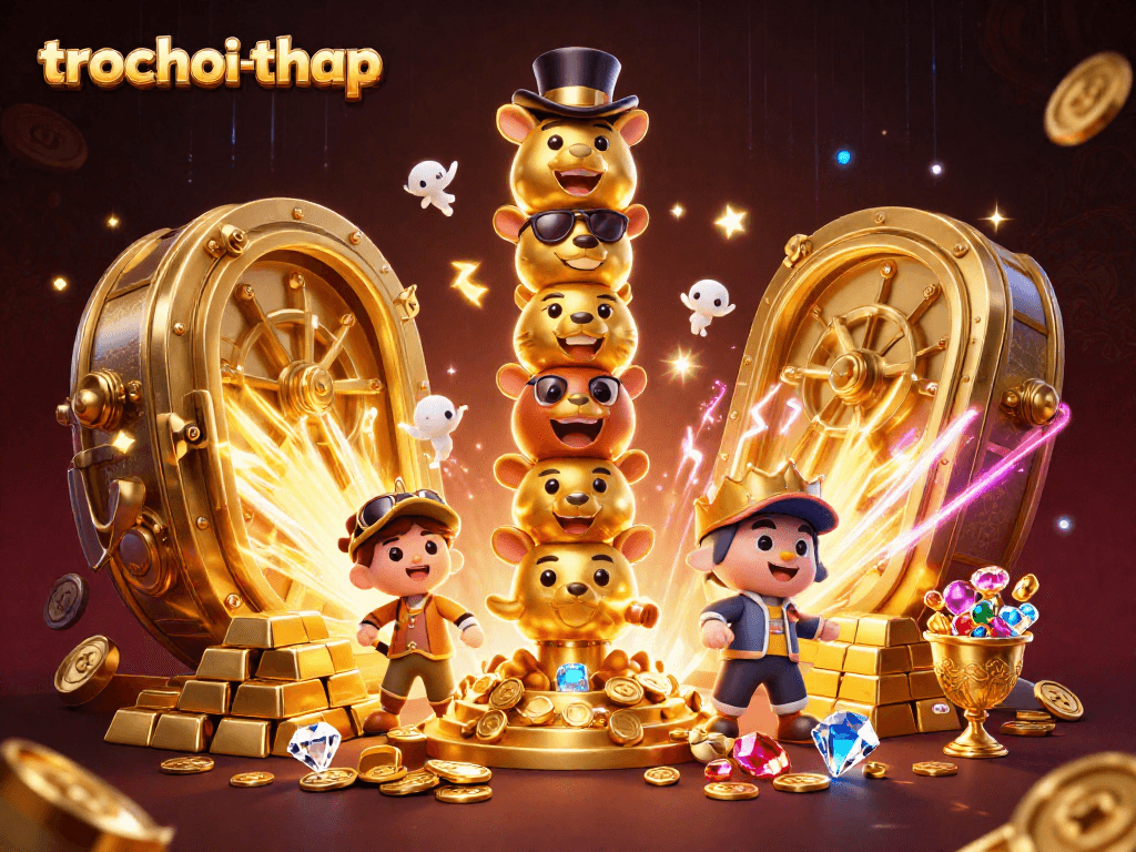 Experience the thrill of trochoi-thap with vibrant totem art and treasure elements.
