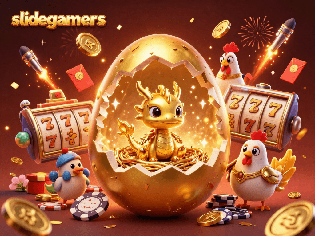 Spin and win with slidegamers in an extravagant golden dragon casino scene filled with action.