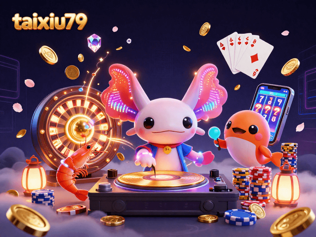 Experience thrilling moments with taixiu79's vibrant casino scene, showcasing dynamic gameplay and animated characters.