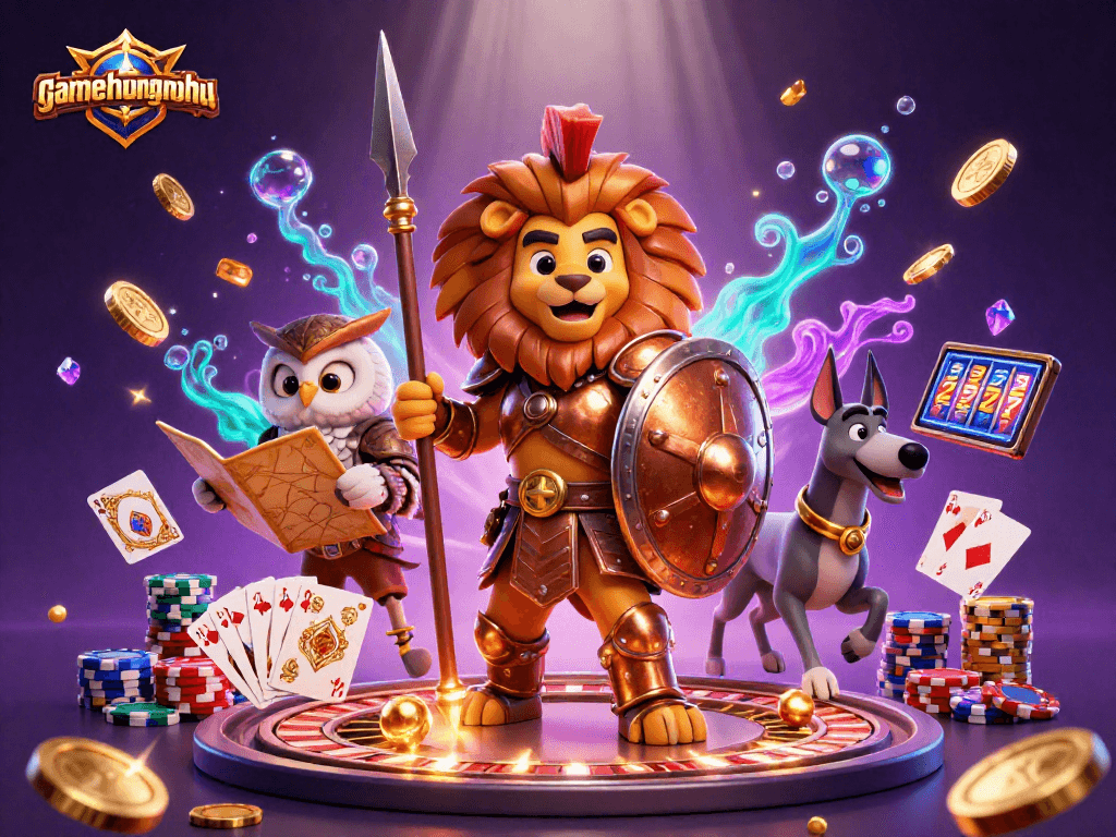 Experience thrilling gaming adventures with gamethuongnohu, featuring vibrant characters and dynamic casino elements.