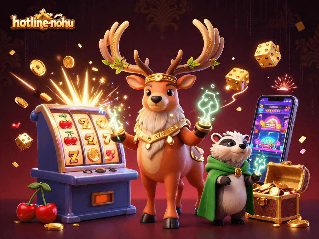 Experience thrilling wins at hotline-nohu with a dynamic casino scene bursting with energy and colorful elements.