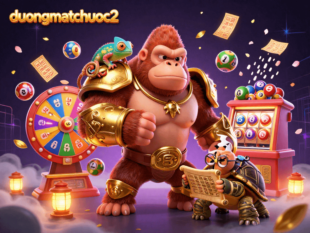 Engage with duongmatchuoc2 as a powerful gorilla king leads a vibrant gambling adventure in this dynamic scene.
