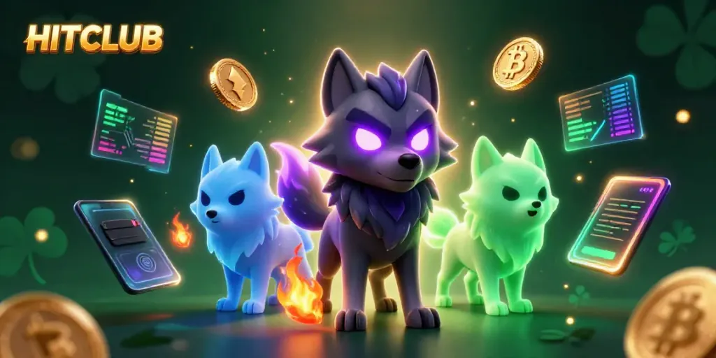 Experience thrilling gameplay at HITCLUB with vibrant casino elements and ghostly wolf companions.