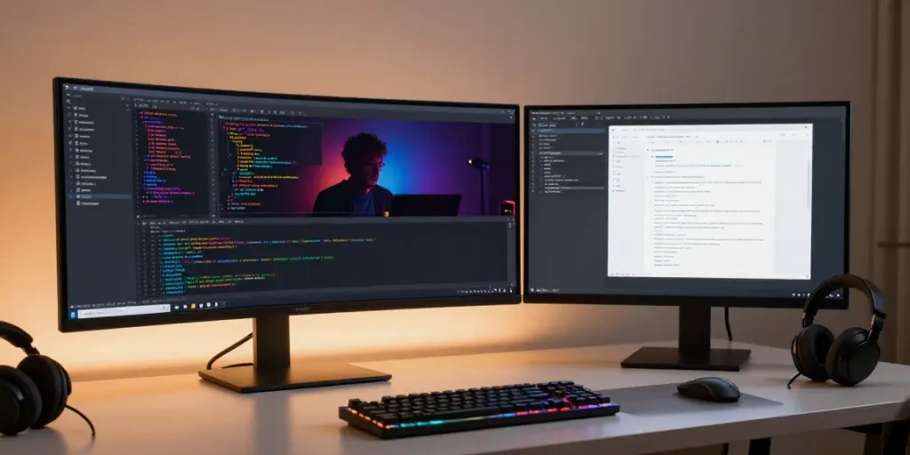 .uk domain registration process in a modern developer workspace with coding tools and technology.