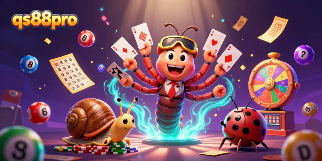 Engage with qs88pro’s thrilling casino experience featuring colorful lottery balls and a dynamic 3D scene.
