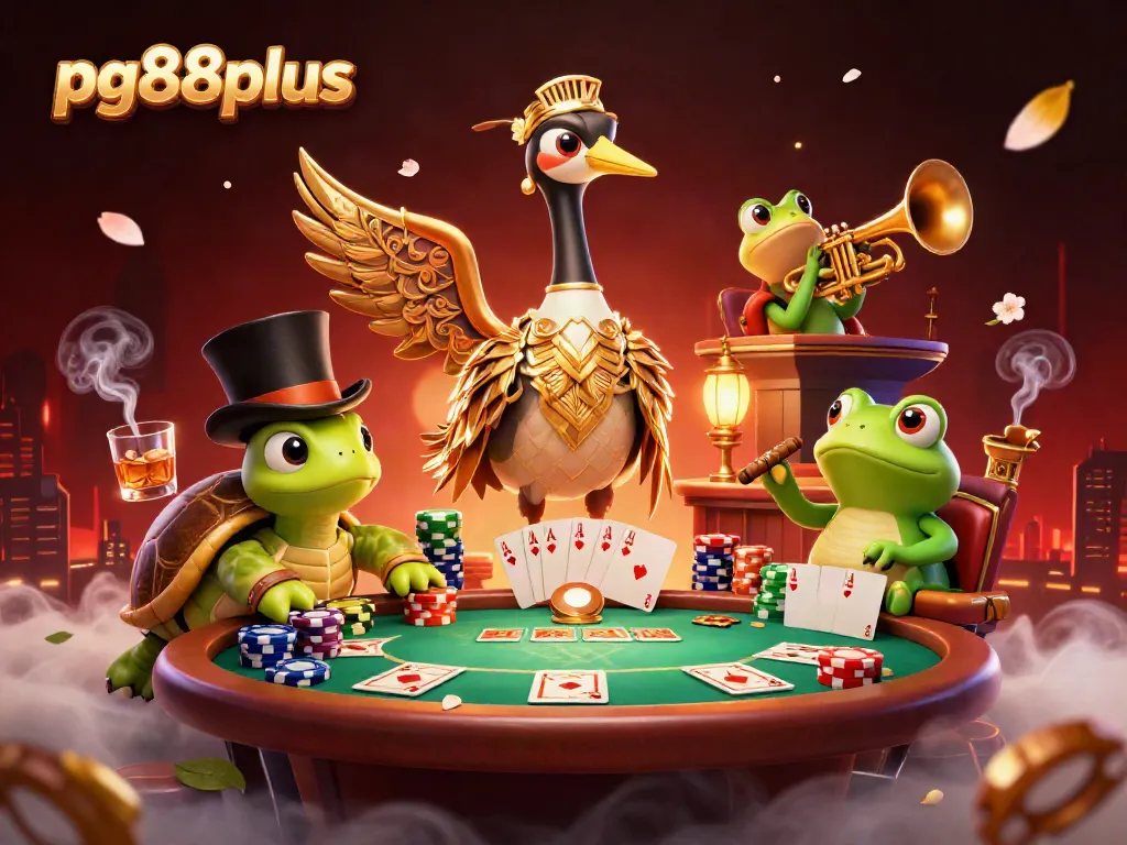 Engage with thrilling games at pg88plus, featuring poker tables and vibrant casino elements.