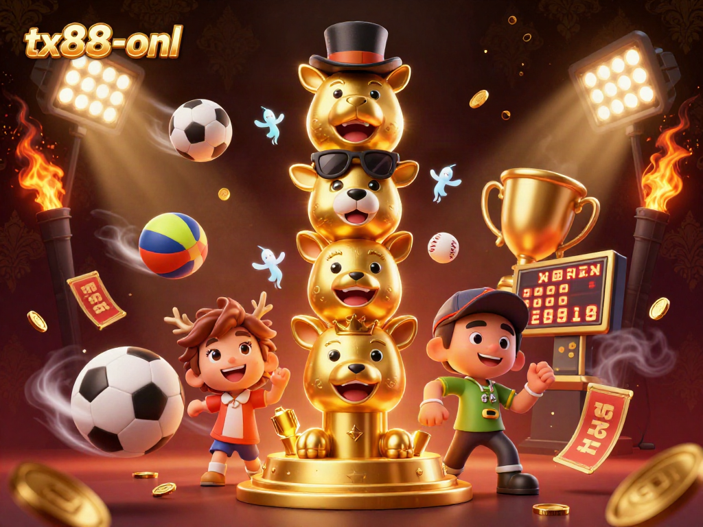 Experience winning thrills with tx88-onl in this immersive casino illustration filled with dynamic sports elements.