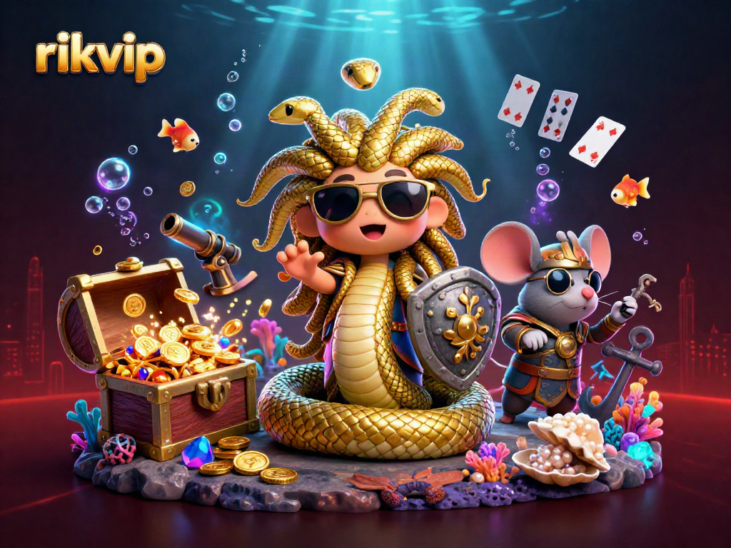 Engage with rikvip's vibrant casino scene full of precious gems and gambling action elements.