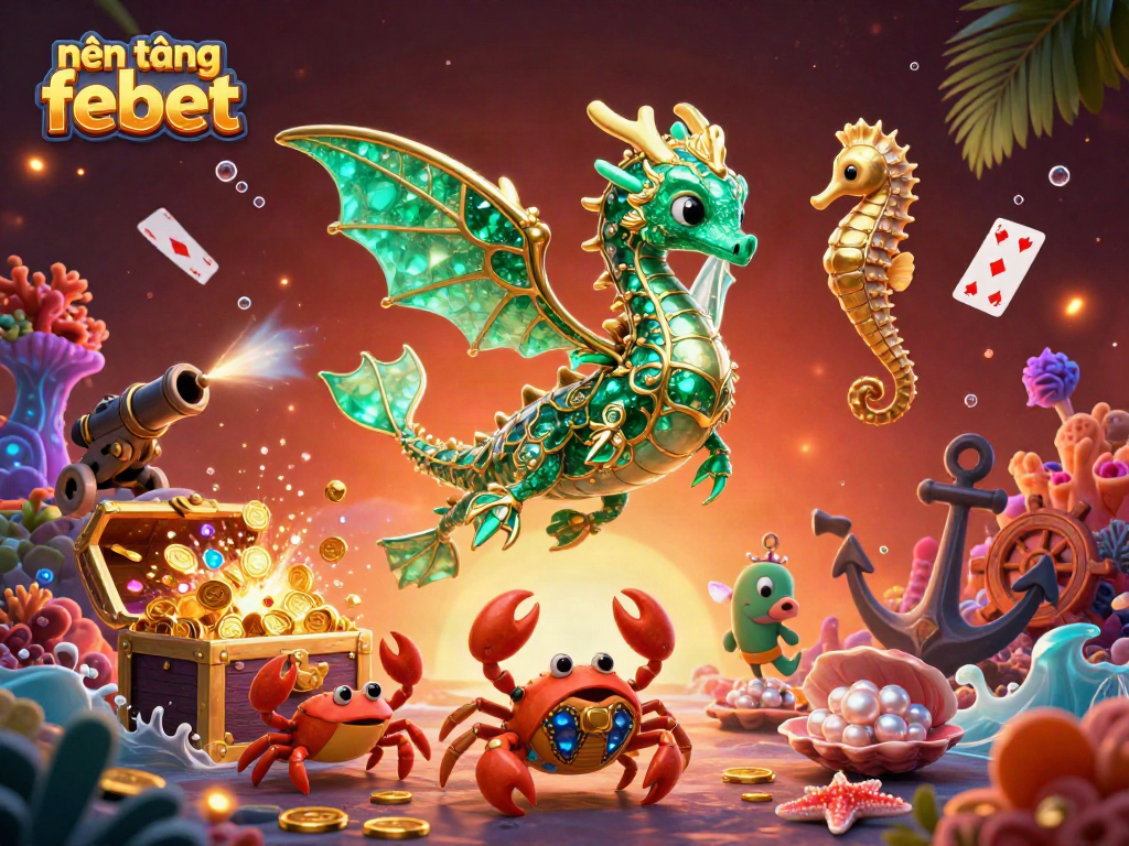 Experience the thrill of gambling with nền tảng febet featuring vibrant sea dragon and treasure elements