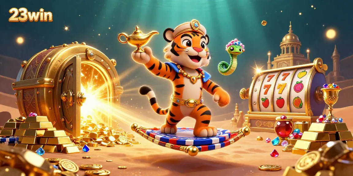 Engage with the vibrant 23win casino world and exciting slot games in a magical 3D scene.