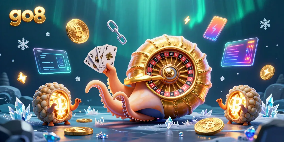 Experience the excitement of go8 with a glowing ancient nautilus roulette surrounded by crypto elements.