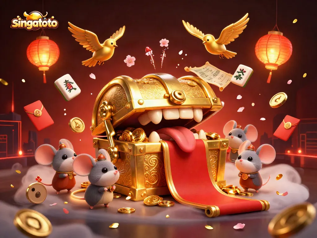Engage with singatoto's vibrant gaming experience featuring treasure chests and casino elements.