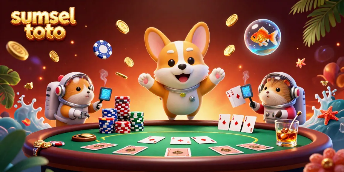 Win big with sumsel toto in this vibrant casino space scene filled with poker action.