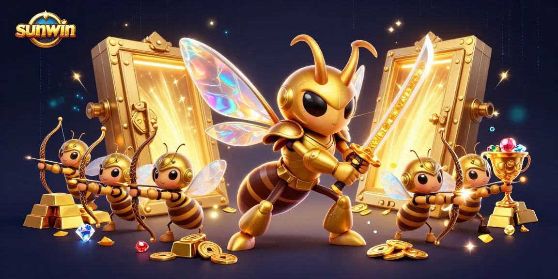 Engage in slot games at sunwin with golden treasures, vibrant game elements, and an energetic atmosphere.