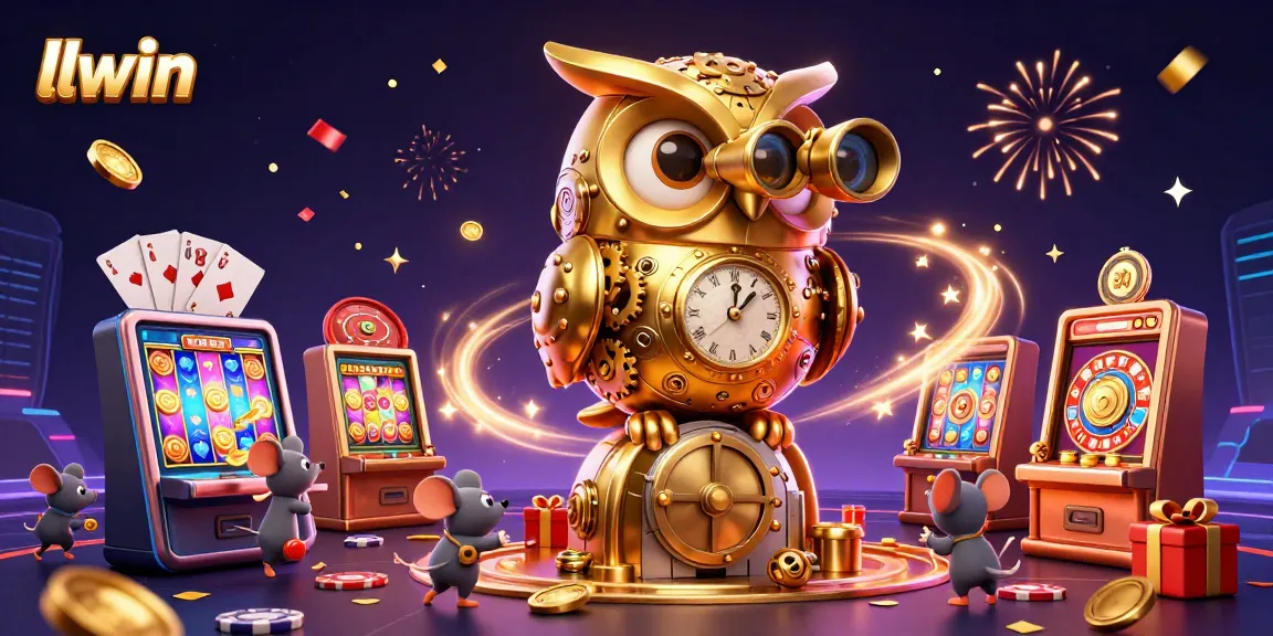 Experience thrilling gaming action with llwin as the golden owl oversees a vibrant casino scene.
