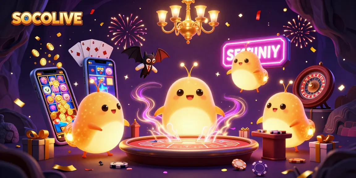 SOCOLIVE illuminates a cave casino with glowing glowworms, immersed in vibrant gambling elements.