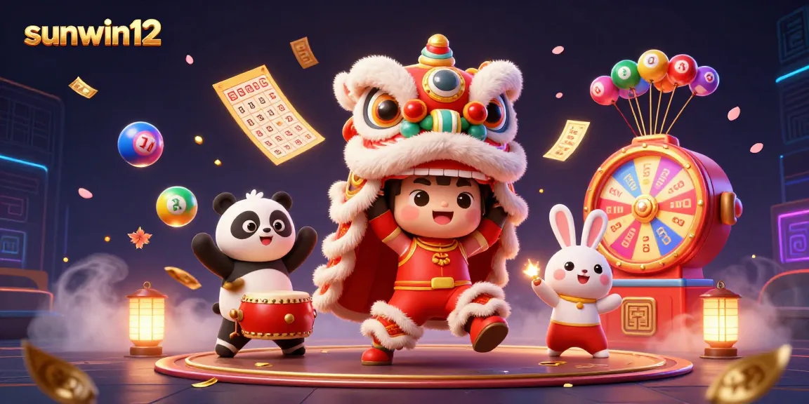 Join the excitement with sunwin12 in an ultra-detailed 3D casino scene featuring vibrant characters and game elements.