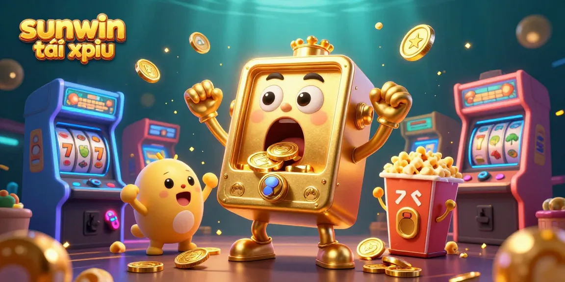 Experience thrilling wins with sunwin tài xỉu in this vibrant 3D illustration of joyful slot machines.