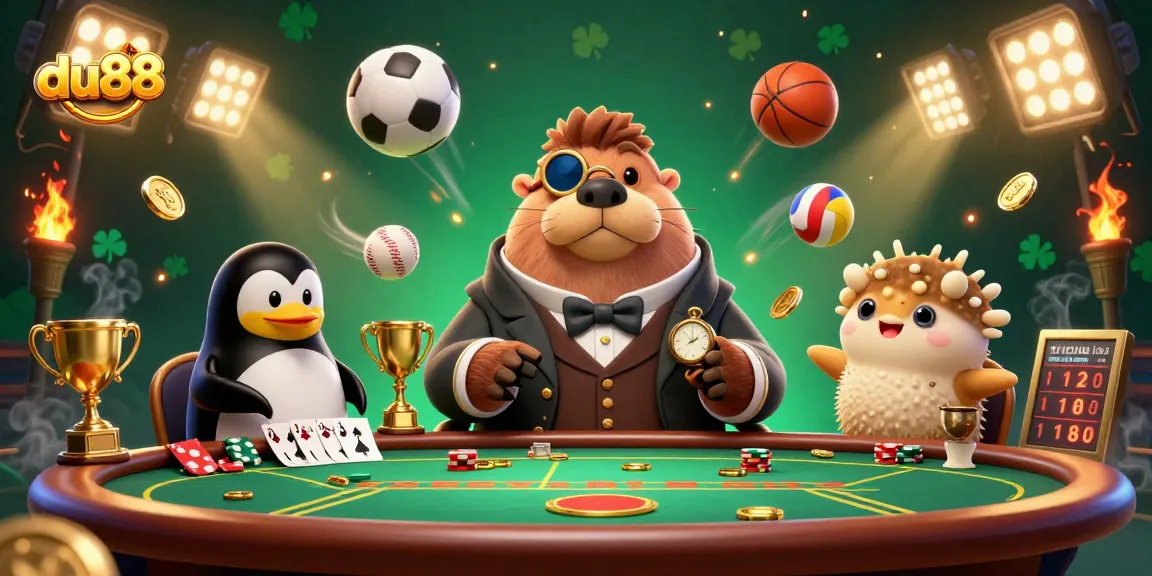 Experience thrilling moments with du88 at an underwater poker table featuring vibrant 3D characters and casino elements.