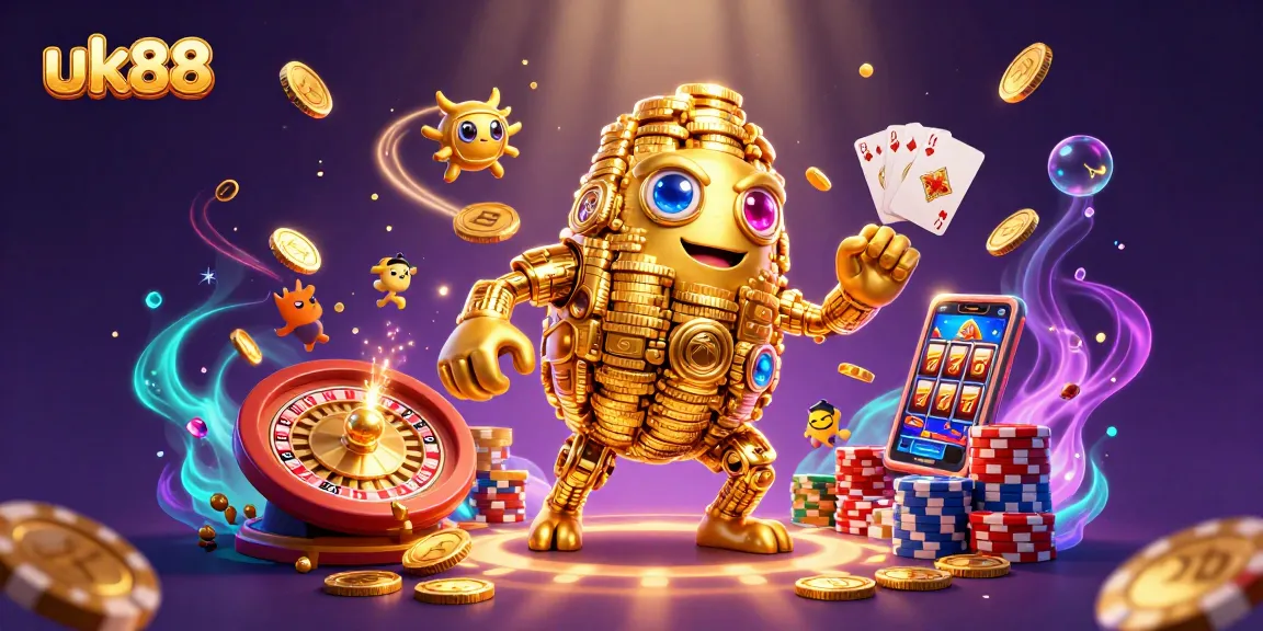Experience thrilling wins with the vibrant gaming scene featuring uk88's golden golem and roulette.