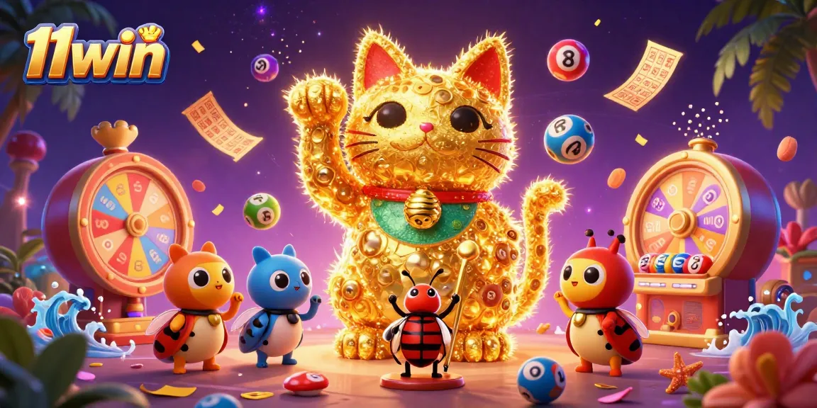 Engage with 11win's vibrant casino world featuring a lucky cat and dynamic gaming elements.