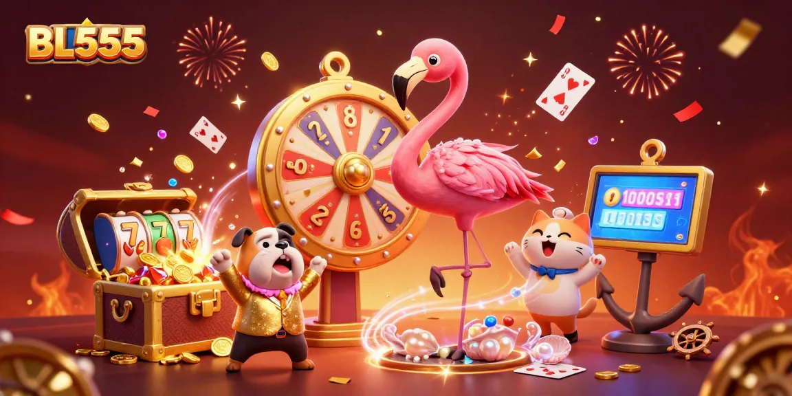 Spin to win with BL555's exciting slot game showcase featuring colorful characters and vibrant visuals.