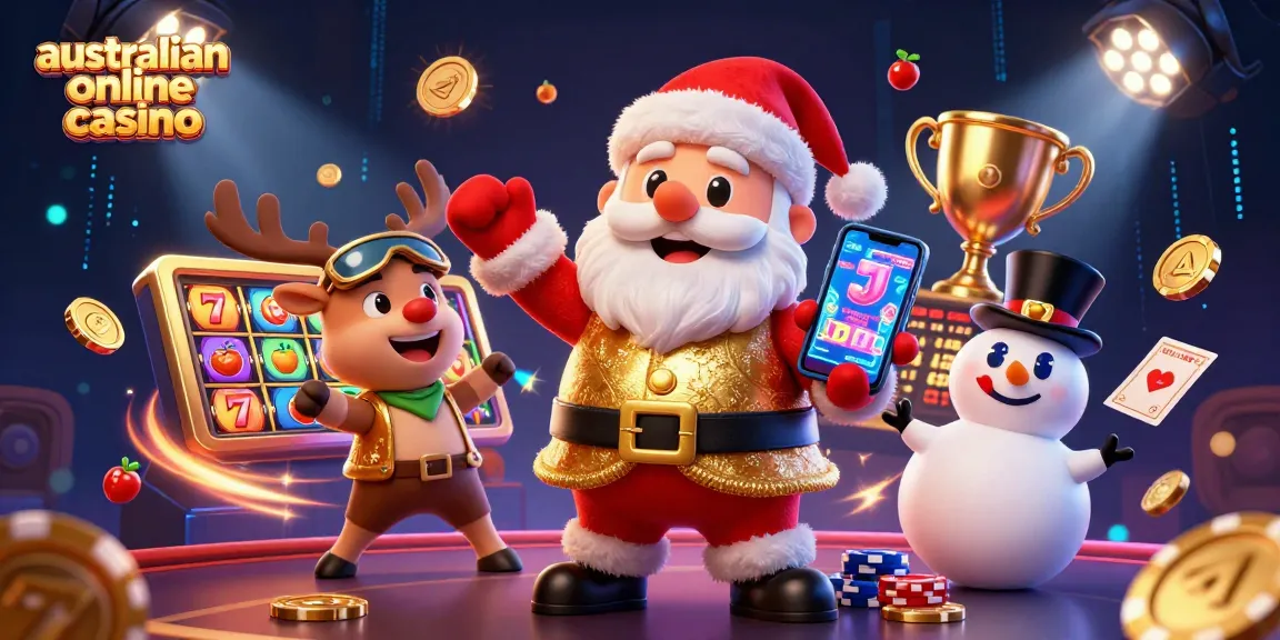 Experience the excitement at an australian online casino with Santa and his gaming friends.