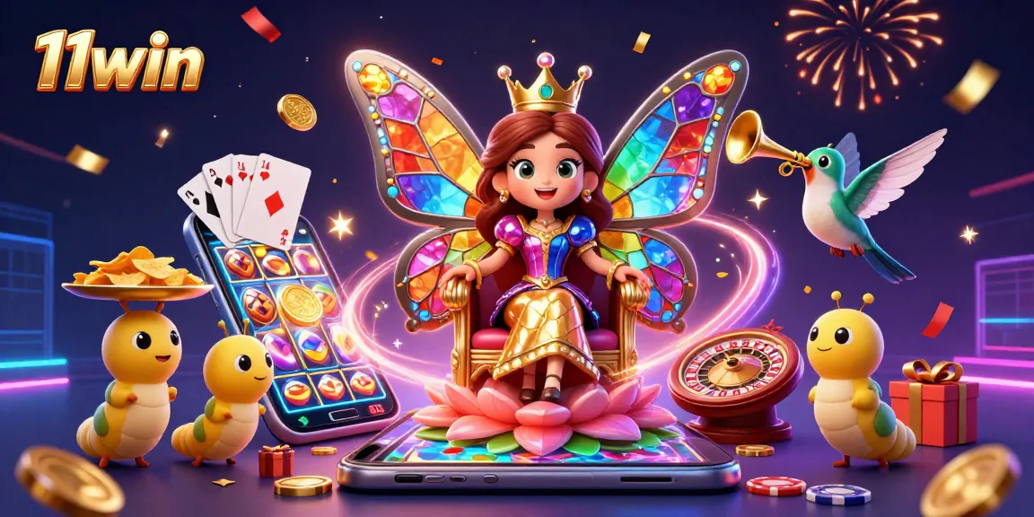 Experience vibrant gaming at 11win with a captivating casino-themed 3D illustration.